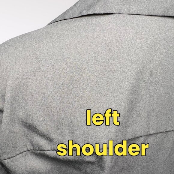 H&M Button Down Shirt 3/4 Sleeve Blouse Gray Silky Size 8❗️FLAWED❗️ - Picture 8 of 10